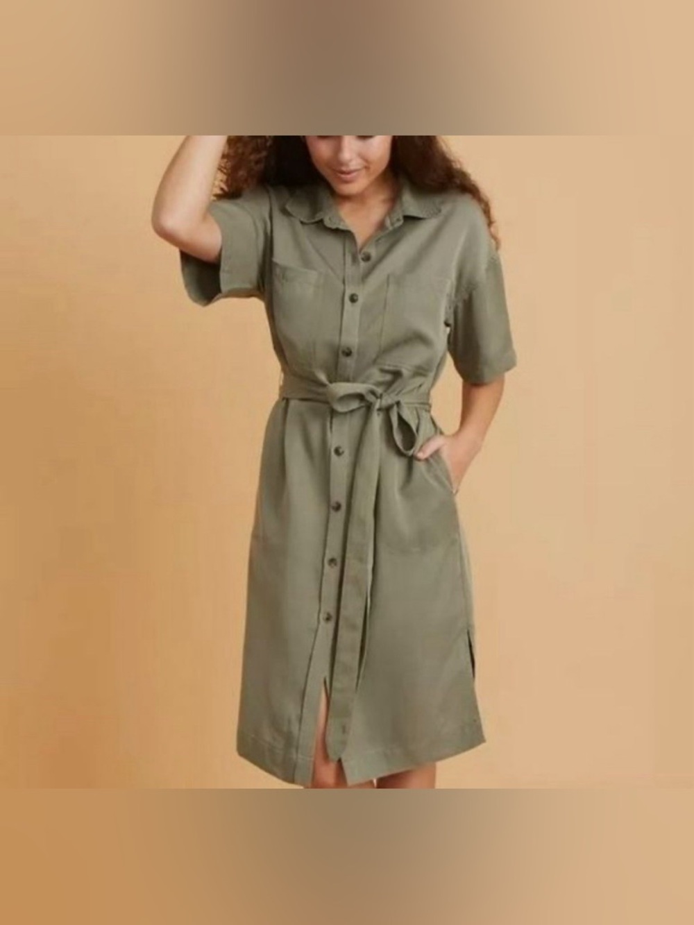 Marine Layer Renata Midi Belted Dress Green Size Small